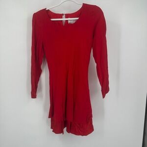 Misty Lane Women Romantic Mini Dress Size 6 Coquette Red Flowy Satin Hem Vintage